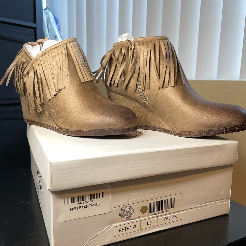 Western Wedge Bootie - Taupe Size 6.5